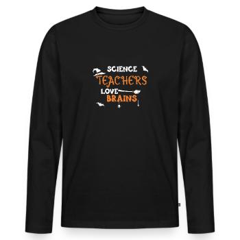 Science Teachers love brains - Männer Premium Bio Langarmshirt - Schwarz - Vorne - Nico (187cm)