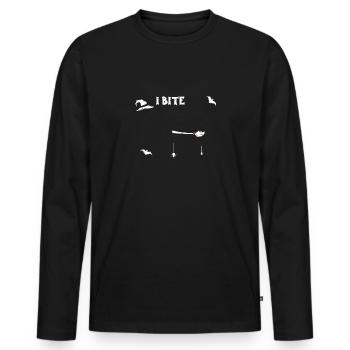 I Bite - Halloween - Männer Premium Bio Langarmshirt - Schwarz - Vorne - Nico (187cm)