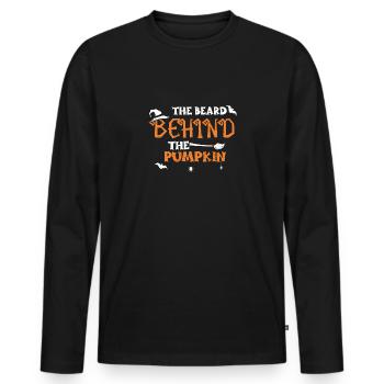 The Beard Behind The Pumpkin - Men's Premium Organic Long Sleeve Shirt - black - Front - Nico (187cm)