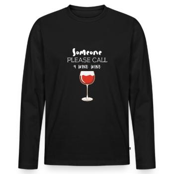S’il vous plaît appelez quelqu’un 9 vin vin - T-shirt manches longues Premium bio Homme - noir - Devant - Nico (187cm)