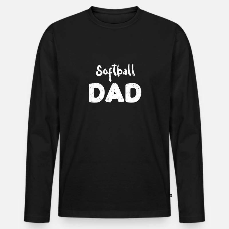 Softball Dad - Dad - Männer Premium Bio Langarmshirt - Schwarz