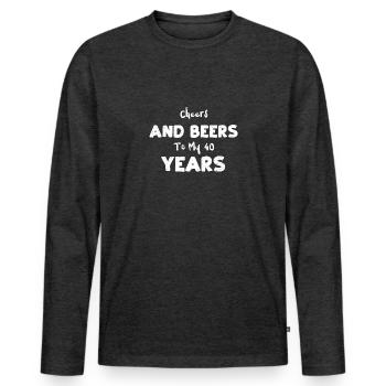 Acclamations et bières à mes 40 ans - T-shirt manches longues Premium bio Homme - anthracite chiné - Devant - Nico (187cm)