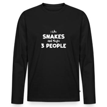 I Like Snakes And Maybe 3 People - Männer Premium Bio Langarmshirt - Schwarz - Vorne - Nico (187cm)