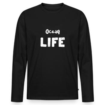 Vie océanique - Corail - T-shirt manches longues Premium bio Homme - noir - Devant - Nico (187cm)