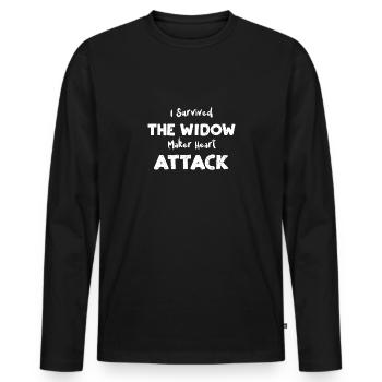J’ai survécu au cœur du faiseur de veuves... - T-shirt manches longues Premium bio Homme - noir - Devant - Nico (187cm)