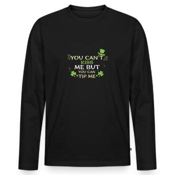 Tu ne peux pas m’embrasser mais tu peux ti... - T-shirt manches longues Premium bio Homme - noir - Devant - Nico (187cm)