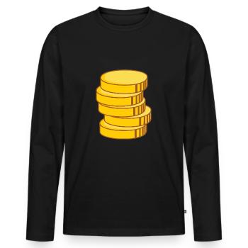Geld - Männer Premium Bio Langarmshirt - Schwarz - Vorne - Nico (187cm)