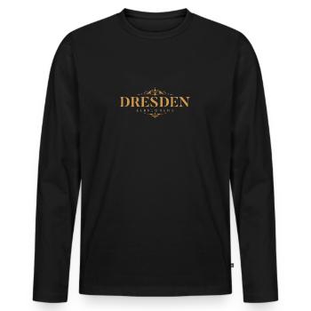 Dresden Elbflorenz: Barocke Pracht und Moderne - Männer Premium Bio Langarmshirt - Schwarz - Vorne - Nico (187cm)