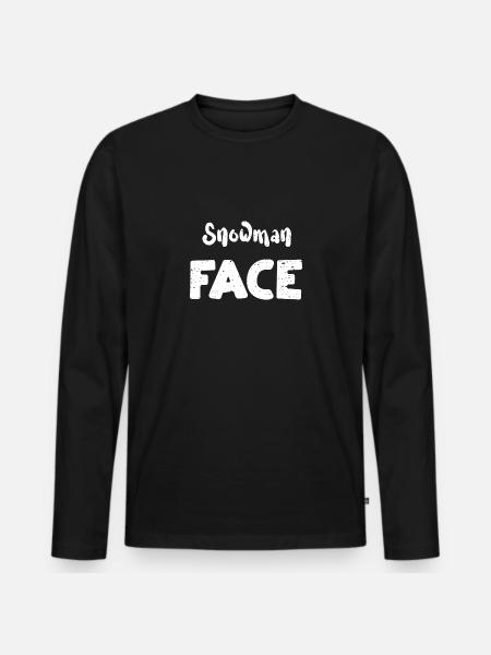 Snowman Face - Christmas - Men's Premium Organic Long Sleeve Shirt - black