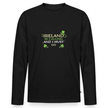 Ireland Is Calling And I Must Go - Men's Premium Organic Long Sleeve Shirt - black - Front - Nico (187cm)