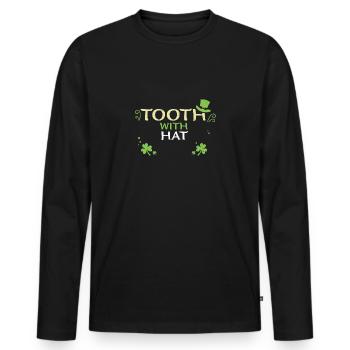 Tooth With Hat - St. Patrick's Day - Männer Premium Bio Langarmshirt - Schwarz - Vorne - Nico (187cm)