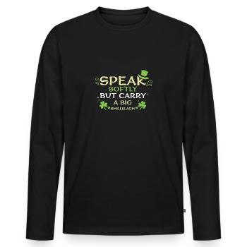 Speak Softly But Carry A Big Shi... - Männer Premium Bio Langarmshirt - Schwarz - Vorne - Nico (187cm)