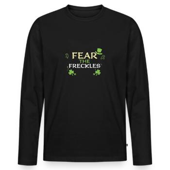 Peur des taches de rousseur - T-shirt manches longues Premium bio Homme - noir - Devant - Nico (187cm)