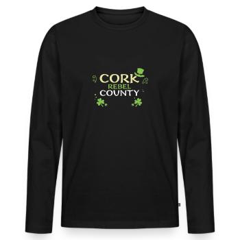 Cork Rebel County - Männer Premium Bio Langarmshirt - Schwarz - Vorne - Nico (187cm)