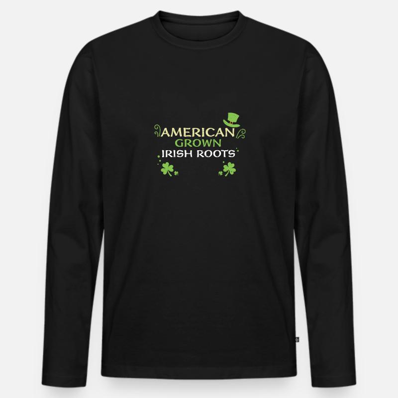 American Grown Irish Roots - Männer Premium Bio Langarmshirt - Schwarz