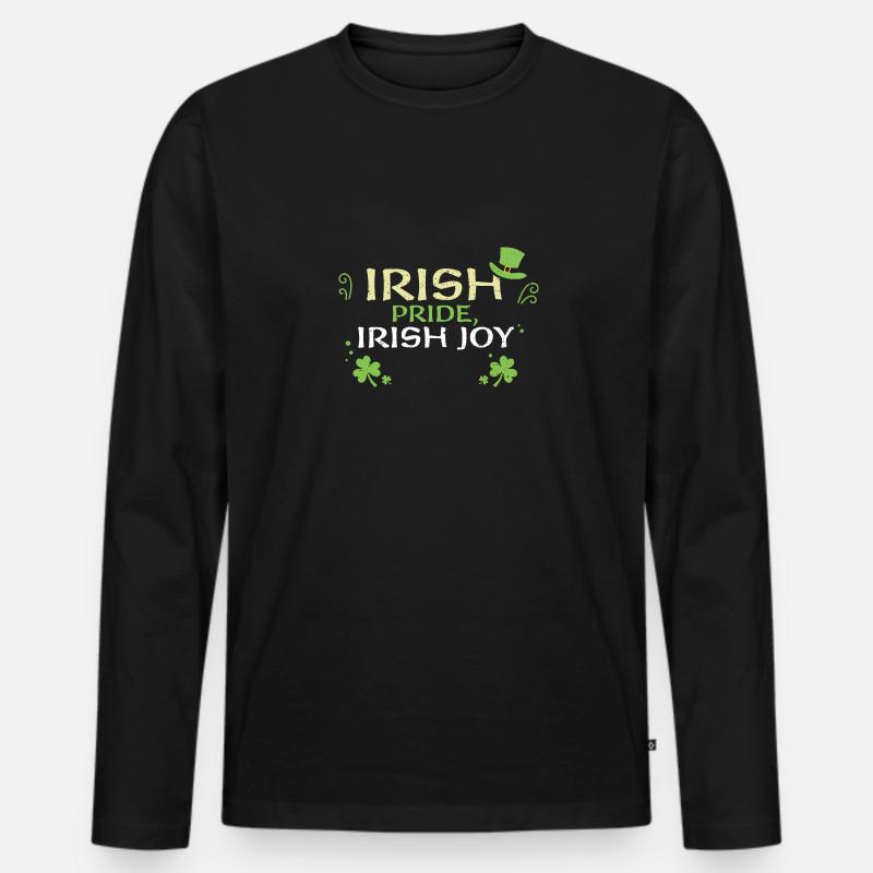 Irish pride, Irish joy - Männer Premium Bio Langarmshirt - Schwarz