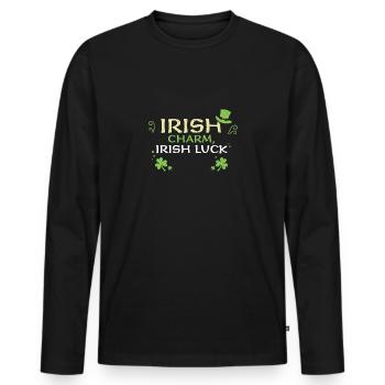 Charme irlandais, chance irlandaise - T-shirt manches longues Premium bio Homme - noir - Devant - Nico (187cm)