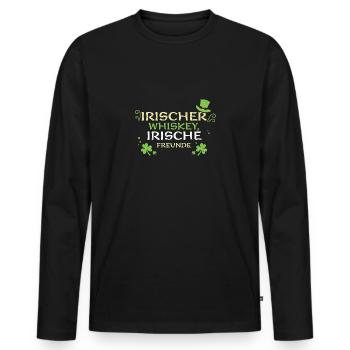 Irischer Whiskey, irische Freunde - Männer Premium Bio Langarmshirt - Schwarz - Vorne - Nico (187cm)