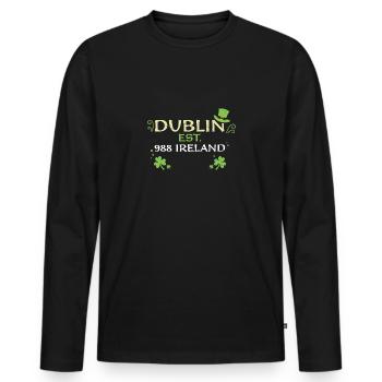 Dublin Est. 988 Irlande - T-shirt manches longues Premium bio Homme - noir - Devant - Nico (187cm)