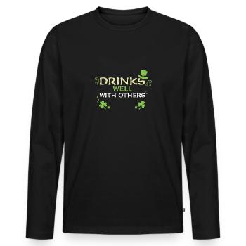 Drinks Well With Others - Men's Premium Organic Long Sleeve Shirt - black - Front - Nico (187cm)