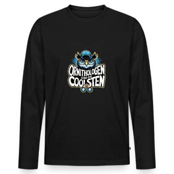Ornithologen sind die Coolsten lustige Eule - Männer Premium Bio Langarmshirt - Schwarz - Vorne - Nico (187cm)