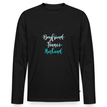 Boyfriend fiancé husband wedding - Men's Premium Organic Long Sleeve Shirt - black - Front - Nico (187cm)