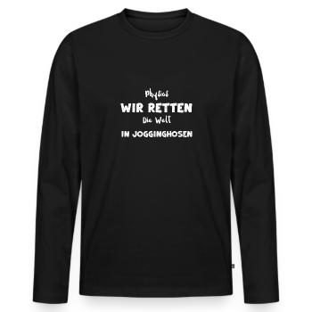 Physios Wir Retten Die Welt In J... - Männer Premium Bio Langarmshirt - Schwarz - Vorne - Nico (187cm)