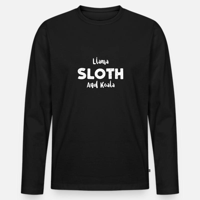 Llama Sloth And Koala - Sloth - Männer Premium Bio Langarmshirt - Schwarz