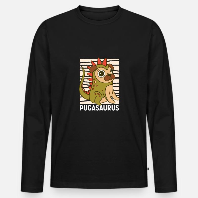 geschenk - mops pug hundeliebhaber pugasaurus - Männer Premium Bio Langarmshirt - Schwarz