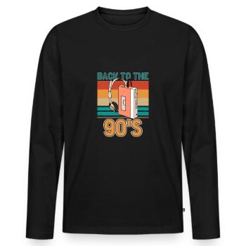 Back to the 90s - gift idea - Men's Premium Organic Long Sleeve Shirt - black - Front - Nico (187cm)