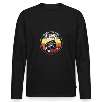 Walkman Back to the 90s - Geschenkidee - Männer Premium Bio Langarmshirt - Schwarz - Vorne - Nico (187cm)