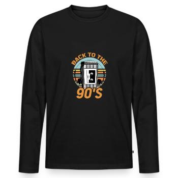 Walkman Back to the 90s - Geschenkidee - Männer Premium Bio Langarmshirt - Schwarz - Vorne - Nico (187cm)