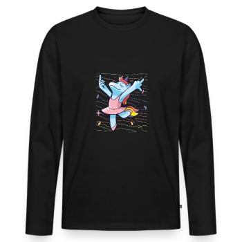 Idée cadeau amusante du majeur de la licorne - T-shirt manches longues Premium bio Homme - noir - Devant - Nico (187cm)