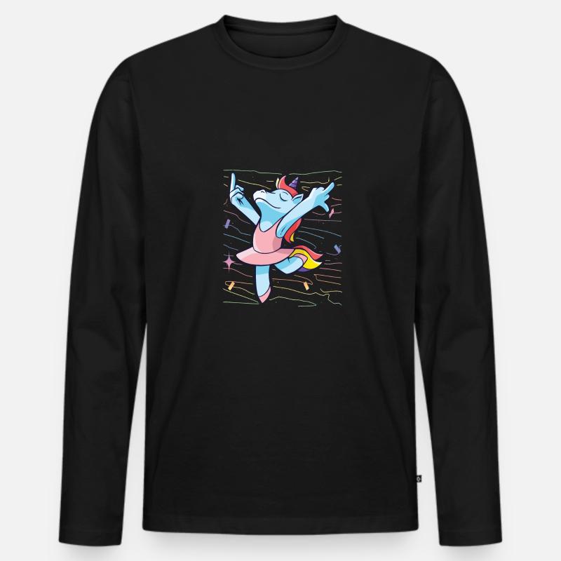 Einhorn mittelfinger witzig geschenkidee - Männer Premium Bio Langarmshirt - Schwarz