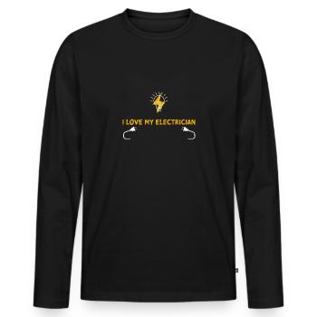 J’aime mon électricien - T-shirt manches longues Premium bio Homme - noir - Devant - Nico (187cm)