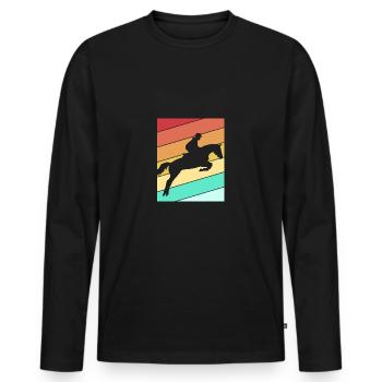 Springreiten Springpferd - Männer Premium Bio Langarmshirt - Schwarz - Vorne - Nico (187cm)