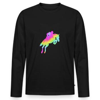 Springreiten Springpferd - Männer Premium Bio Langarmshirt - Schwarz - Vorne - Nico (187cm)