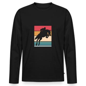 Springreiten Springpferd - Männer Premium Bio Langarmshirt - Schwarz - Vorne - Nico (187cm)