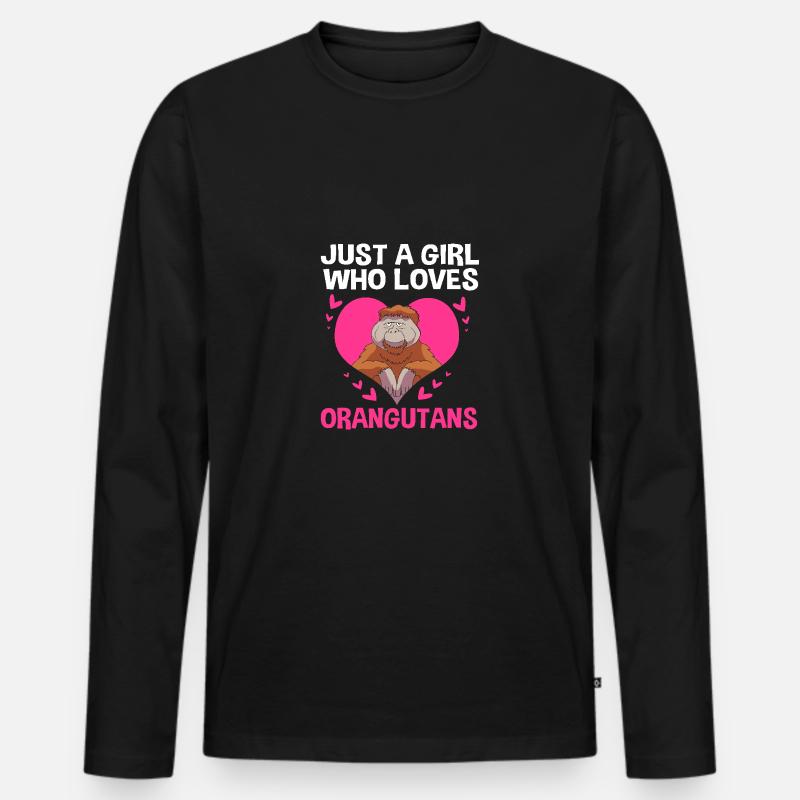 Orang Utan - Männer Premium Bio Langarmshirt - Schwarz