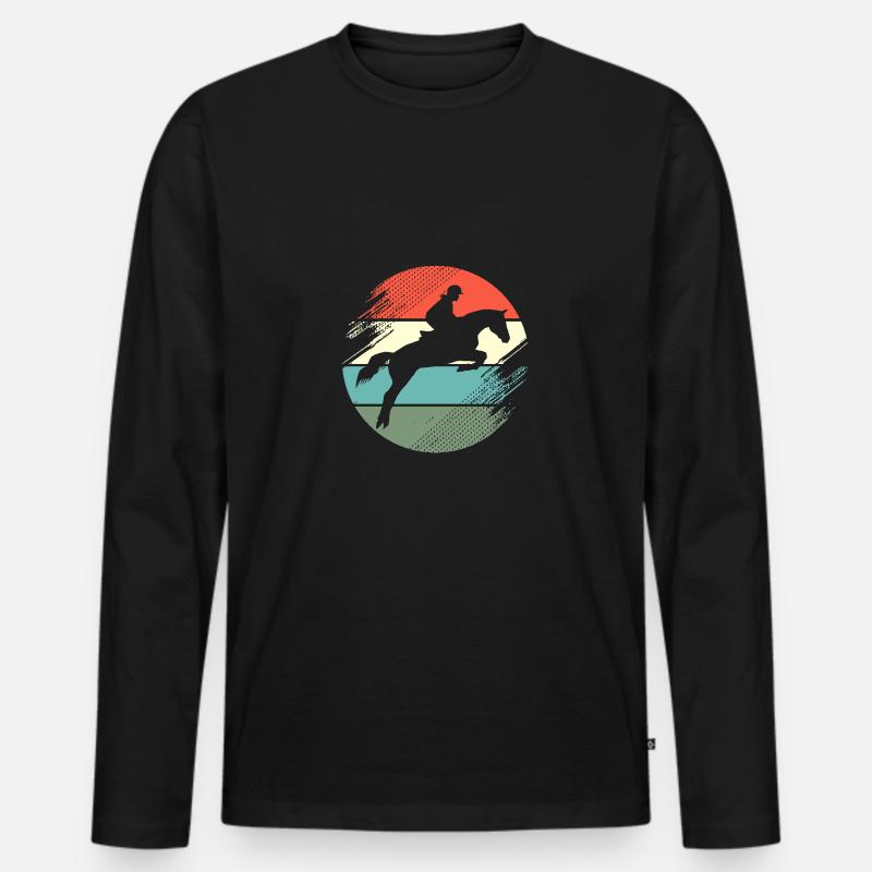 Springreiten Springpferd - Männer Premium Bio Langarmshirt - Schwarz