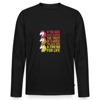 Springreiten Springpferd - Männer Premium Bio Langarmshirt - Schwarz - Vorne - Nico (187cm)