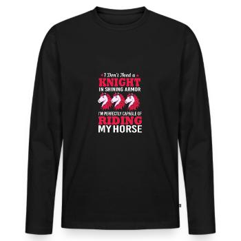 Springreiten Springpferd - Männer Premium Bio Langarmshirt - Schwarz - Vorne - Nico (187cm)