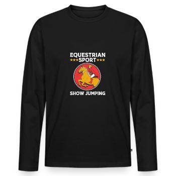 Springreiten Springpferd - Männer Premium Bio Langarmshirt - Schwarz - Vorne - Nico (187cm)