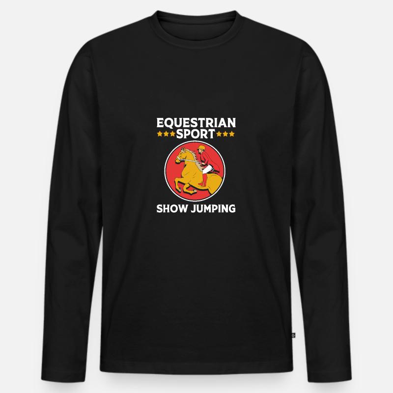 Springreiten Springpferd - Männer Premium Bio Langarmshirt - Schwarz