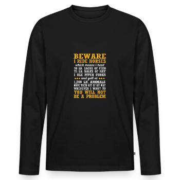 Dressage Dressage Horse Dressage Rider - Men's Premium Organic Long Sleeve Shirt - black - Front - Nico (187cm)