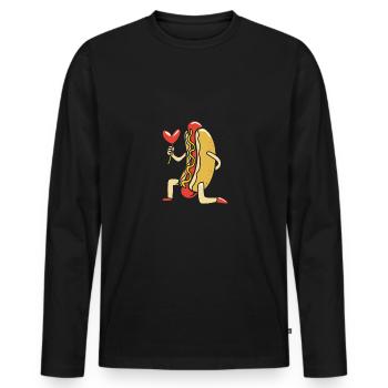 Hot Dog Snack - Men's Premium Organic Long Sleeve Shirt - black - Front - Nico (187cm)