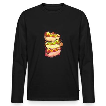 Hot Dog Snack - Men's Premium Organic Long Sleeve Shirt - black - Front - Nico (187cm)