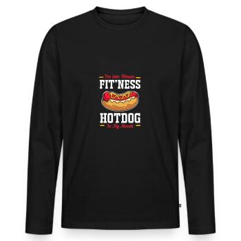 Hot Dog Snack - Men's Premium Organic Long Sleeve Shirt - black - Front - Nico (187cm)