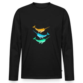 Narwal - Männer Premium Bio Langarmshirt - Schwarz - Vorne - Nico (187cm)