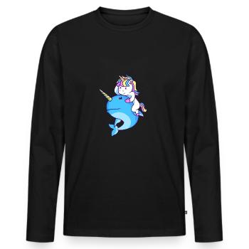 Narwal - Männer Premium Bio Langarmshirt - Schwarz - Vorne - Nico (187cm)